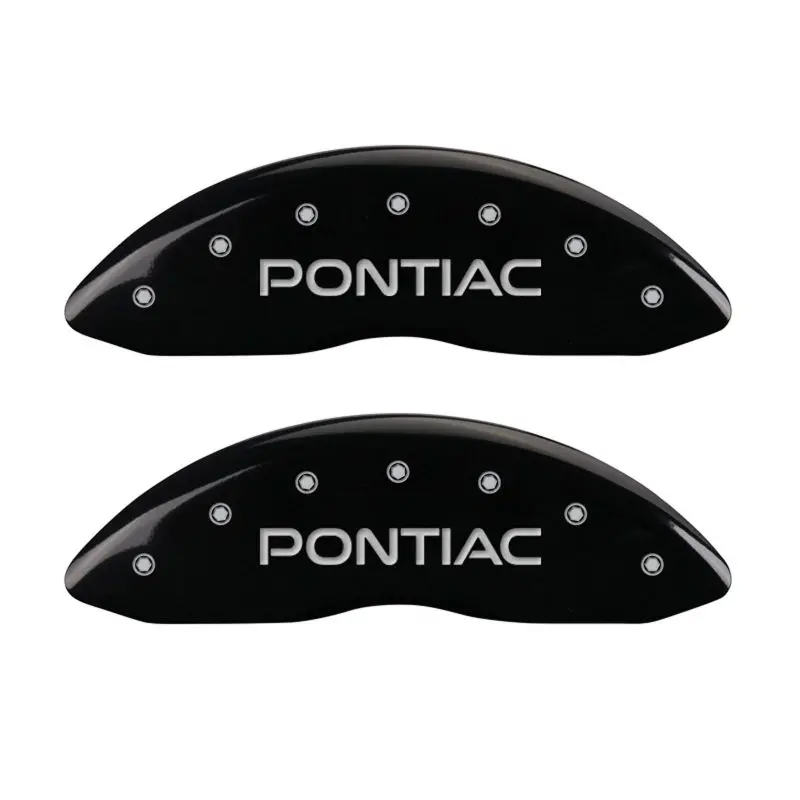 Mgp 4-Piston Caliper Covers For Pontiac – Engraved Front & Rear Set, Black Finish With Silver Accent 1