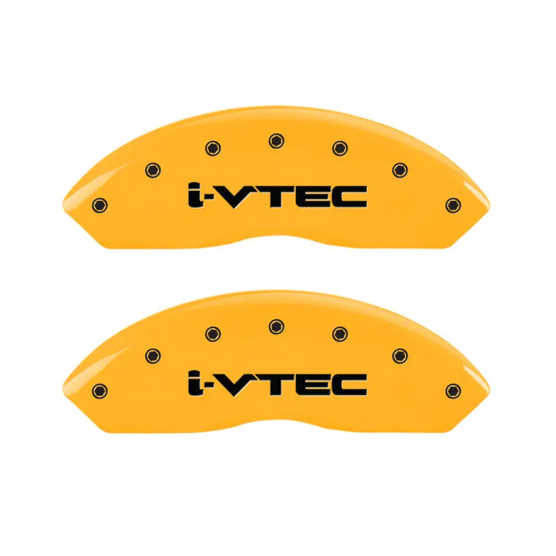 Mgp 4 Caliper Covers Engraved Front & Rear I-Vtec Yellow Finish Black Ch 1