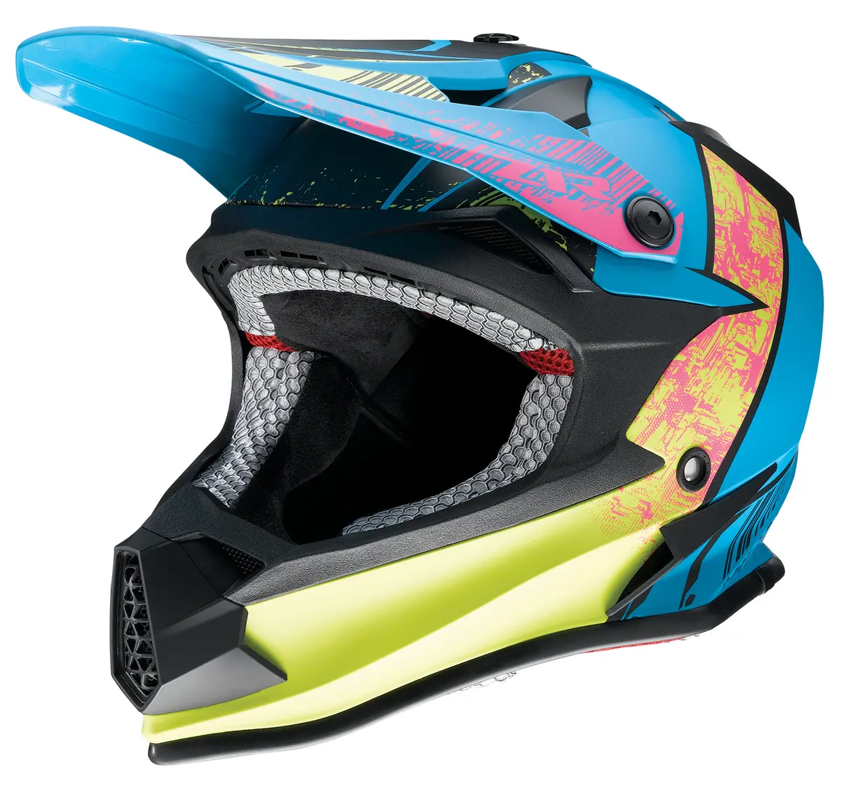 Z1R Youth Fractal Graphic Mips Motorcycle Helmet – Matte Blue/Hi-Viz, Large 1