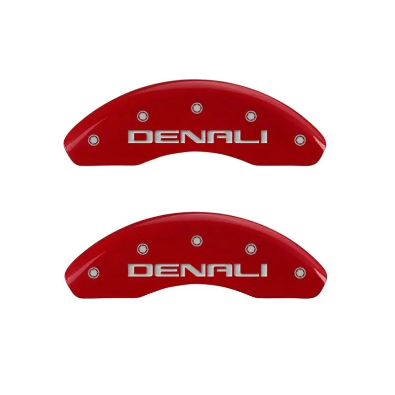 Mgp 4 Caliper Covers Engraved Front & Rear Denali Red Finish Silver Ch 1