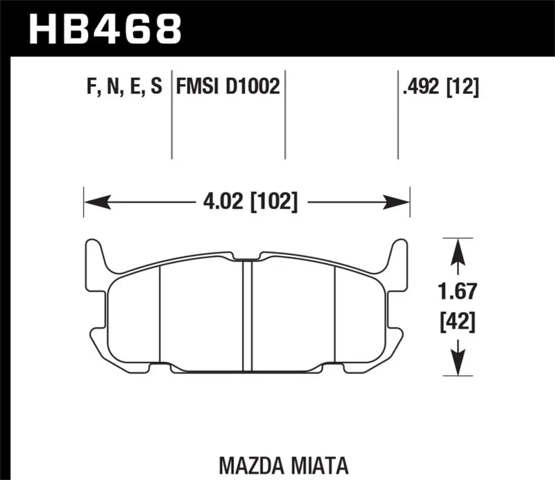 Hawk Blue Race Rear Brake Pads For 2003–2005 Mazda Miata With Sport Suspension (Part D1002) 1