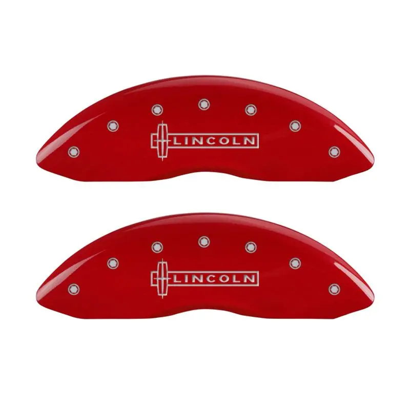 Mgp Engraved Caliper Covers – Front (Lincoln) & Rear (Mkt), Red Finish With Silver Accent 1