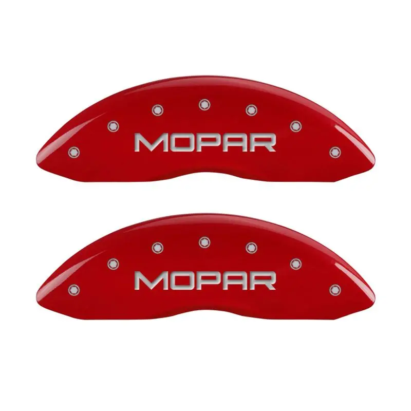 Mgp Engraved Caliper Covers For Mopar Vehicles – Front & Rear Set, Red Finish With Silver Chrome Detailing 1