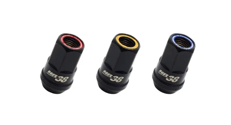 Muteki Hr38 Open End Lug Nuts 12X1.50 Black Chrome / Red Ring 1