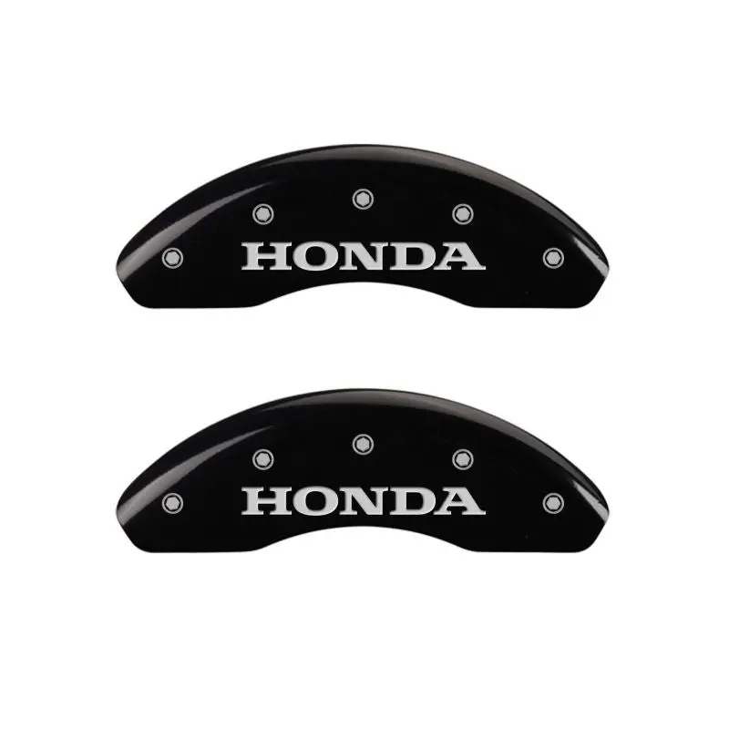 Mgp Engraved 4-Piston Caliper Covers – Honda Front / H-Logo Rear, Black Finish With Silver Chrome Accents 1