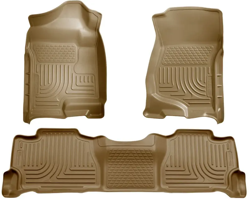 Husky Liners Weatherbeater Floor Mats – Tan, Front & Second-Row Set For 2007–2013 Gm Suvs (Escalade Esv, Avalanche, Suburban) 1
