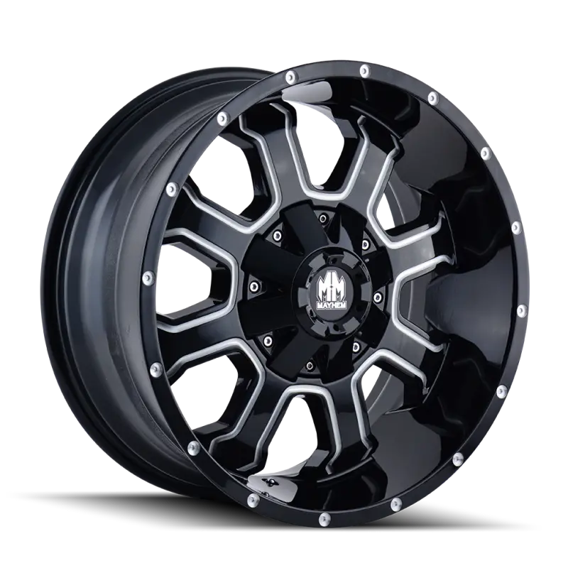 Mayhem 8103 Fierce Alloy Wheel — 17X9 Inches, 5X114.3 Bolt Pattern, +18Mm Offset, 87Mm Hub Bore, Black With Milled Spokes 1