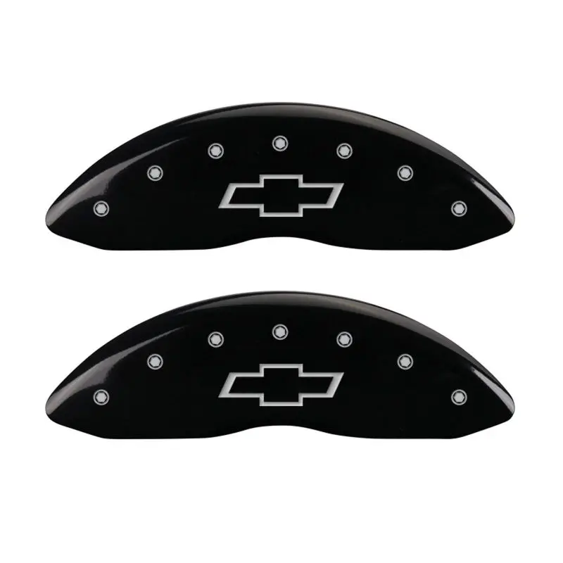 Mgp 4 Caliper Covers Engraved Front & Rear Bowtie Black Finish Silver Ch 1