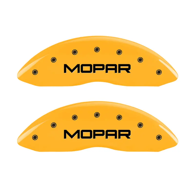 Mgp Engraved Brake Caliper Covers For Mopar Vehicles – Front & Rear Set, Yellow Finish With Black Accents 1