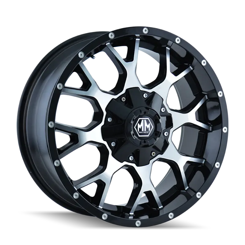 Mayhem 8015 Warrior Alloy Wheel — 17X9 Inches, 5X127 Bolt Pattern, -12Mm Offset, 87Mm Hub Bore, Black/Machined Face 1