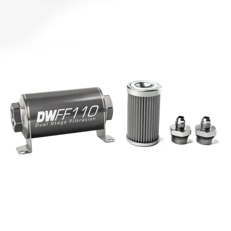 Deatschwerks 100-Micron Stainless Steel Inline Fuel Filter Housing Kit – 6An, 110Mm Length 1