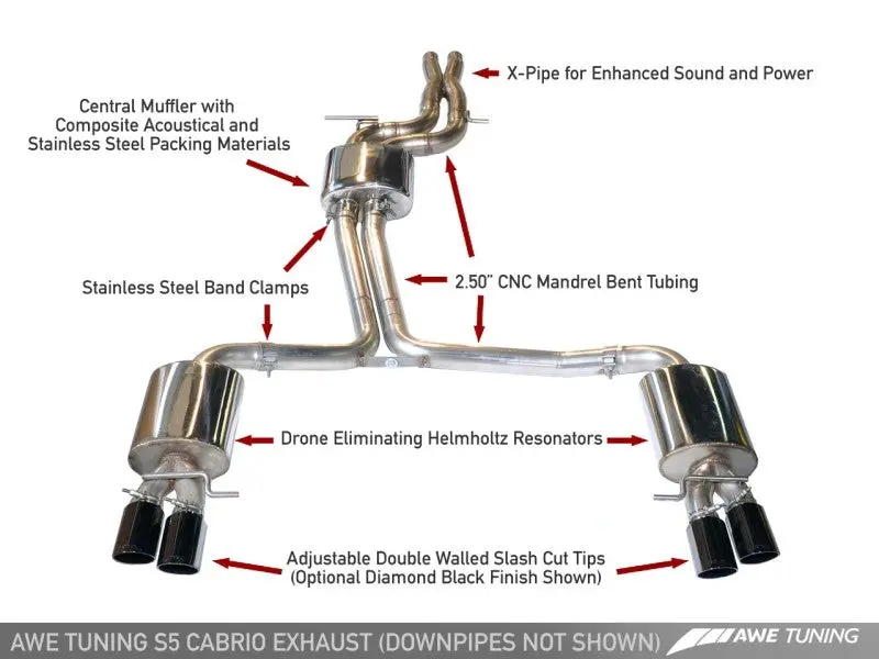 Awe Tuning B8.5 Audi S5 3.0T Touring Edition Exhaust System With Diamond Black 90Mm Tips 1