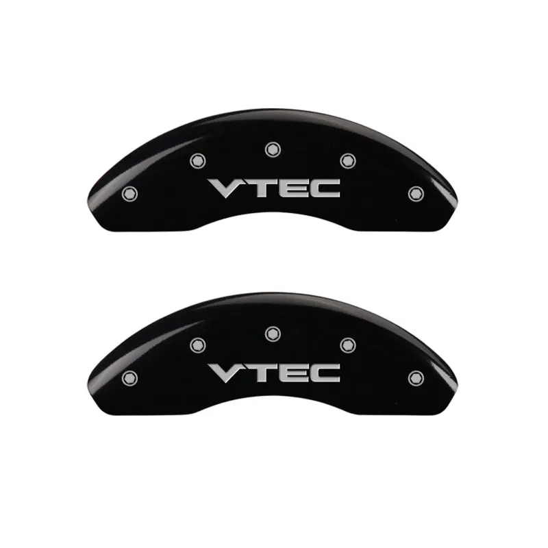 Mgp Engraved 4-Piston Caliper Covers – Front & Rear, Vtech Design, Black Base With Silver Accents 1