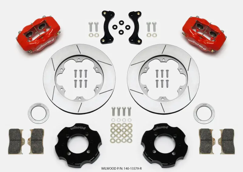 Wilwood Forged Dynalite Front Hat Kit With 11-Inch Red Gt Rotors For 1995–2005 Mazda Miata 1