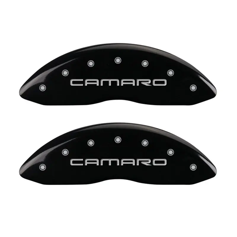 Mgp 4 Caliper Covers Engraved Front Gen 4/Camaro Engraved Rear Gen 4/Ss Black Finish Silver Ch 1