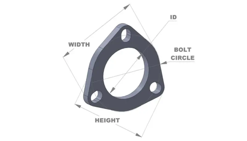 Vibrant 3-Bolt T304 Stainless Steel Exhaust Flange – 2.75-Inch Inner Diameter 1